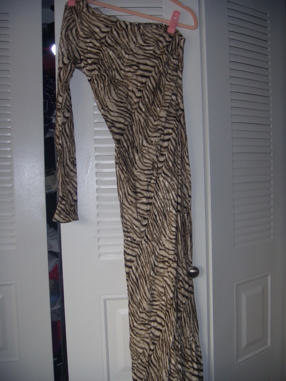 Topshop One-Shoulder Zebra Print Dress in Tan and Black